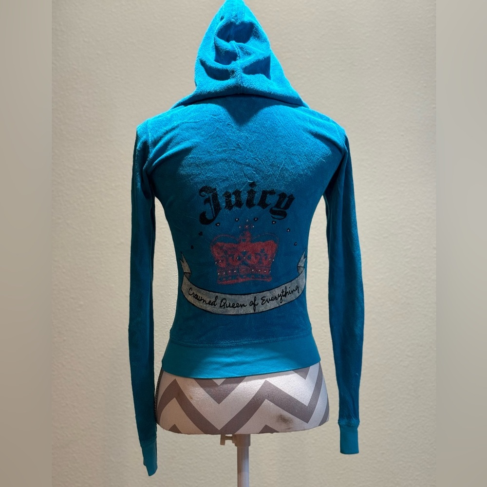 RARE Turquoise Juicy Couture Terrycloth Zip-Up Sweatshirt, Size P